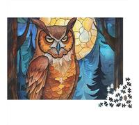 3 Pezzi Owl Night Scene Set Di Biancheria Da Letto Con Stampa 3D in Microfibra Con Chiusura A Strappo Stained Glass Art Style Decorazione Per La Camera Da Letto Per Bambini,Ragazzi E Ragaz 70x50cm/100