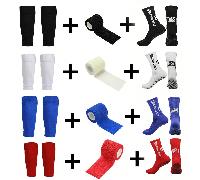 3 Pezzi Pacchetto Accessori Calcio, Inclusi 1 Paio Coprigambe Sportivi, 1 Paio Calzini Allenamento FS, e 1 Fascia, Adatti Per Vari Sport Come Basket e Calcio, Protezione Sportiva, Calzini Antiscivolo