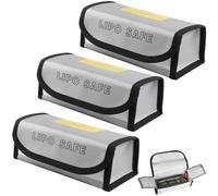 3 Pezzi Pacchetto Sicurezza Batteria Litio,18.5*6*7.5cm Borsa Charge Antifuoco Antiesplosione,Borsa Protettiva Sicurezza per Conservare e Caricare,Custodia Protettiva Batteria Portabilità(Argento)