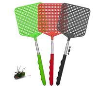 3 Pezzi paletta mosche,Estensibile Colorato Manuale Paletta Mosche,Portatile Scacciamosche Plastica,Paletta Mosche con Manico in Acciaio Inossidabile,per Mosche,Zanzare e Insetti(Negro,Verde,Rosso)
