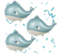 3 Pezzi Palloncini a Forma di Balena Grande Set, Palloncino Balene Compleanno Bambini Blu per Battesimo, Prima Comunione, Decorazioni di Compleanno per Feste a Tema Marino