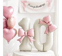 3 pezzi Palloncini digitali rosa con fiocco, texture in stampo di alluminio, adatti per decorazioni per feste di compleanno, San Valentino, matrimoni, anniversari Alluminio