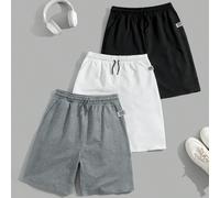 3 pezzi Pantaloncini regular da uomo in cotone con cordoncini e toppe L,M,S,XL,XXLBlocchi di coloreTessuto