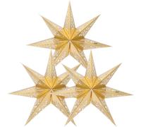 3 Pezzi Paralume a Stella in Cartone Bianco, Decorazione Oro | Lanterna Appesa a Sette Punte, Stile Chic, per Camera da Letto e Corridoio, Natale e Capodanno