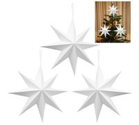 3 Pezzi Paralume Stella Natale, 30 cm Bianco Stelle di Natale Decorazioni Natalizie Decorazione Pieghevole da Appendere Stella di Carta a Nove Adatta per Decorazioni Natalizie Matrimoni Decorazioni