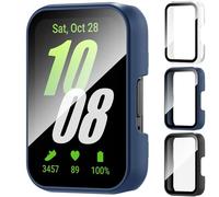 3 Pezzi PC Rigido Custodia per Samsung Galaxy Fit 3 Vetro Temperato Pellicola Protettiva Anti Graffio,Sensibile al Tocco,Ultrasottil Cover,Nero+Blu+Trasparente