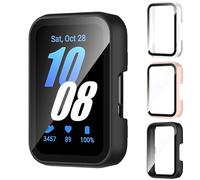 3 Pezzi PC Rigido Custodia per Samsung Galaxy Fit 3 Vetro Temperato Pellicola Protettiva Anti Graffio,Sensibile al Tocco,Ultrasottil Cover,Nero+Rosa+Trasparente