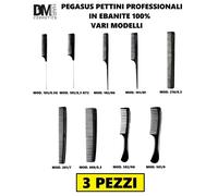 3 PEZZI PEGASUS COMB PETTINE PETTINI IN EBANITE 100% GOMMA NATURALE VULCANIZZATA