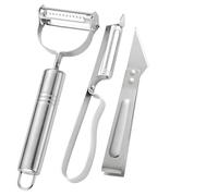 3 Pezzi Pelapatate professionale per Asparagi, Frutta, Pela Patate e Verdure Pelaverdure largo acciaio inox, manico in lega di zinco, pela verdure
