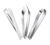 3 Pezzi Pelatore Aglio con Punte Dritte e Angolate Ergonomico | Design Antiscivolo e Manico Ergonomico, per Chef Professionisti e Cucine Impegnate, Finitura Argento Lucida