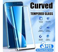 3 pezzi Pellicola protettiva in vetro temperato curvo, compatibile con Xiaomi Redmi Note 14/13 Pro Plus 5G, 15 Ultra, 14 Pro, 13, 12, 12X, 11 Ultra, 10, Note 10 Lite, CC9 Pro, X7, X6 Pro e altri model