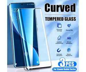3 pezzi Pellicola protettiva in vetro temperato curvo, compatibile con Xiaomi Redmi Note 14/13 Pro Plus 5G, 15 Ultra, 14 Pro, 13, 12, 12X, 11 Ultra, 10, Note 10 Lite, CC9 Pro, X7, X6 Pro e altri model