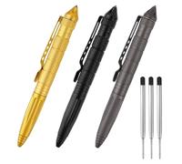 3 Pezzi Penna Tattica con 3 Set di Ricariche, Penna Tattica, Strumento Antiossidanti Multifunzionale per Autodifesa, Regali per Uomini Strumento di Scrittura