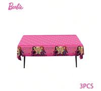 3 pezzi per confezione, tovaglie ufficialmente con licenza Barbie di colore rosa, accessori a tema cartone animato Barbie, decorazioni per feste a tema principessa, ideali per compleanni, matrimoni e 