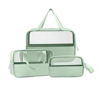 3 pezzi per sacca da toeletta chiara PVC PVC+PU BASSO DELLA BAGNO DELLA NAGATURA PORTATIVA PORTABILE CONSITÀ CON COME COMUNE PER LA SPIAGGIO DELLE FUNZIONE CAMINGLIA CAMPAGNO CAMPING GREEN VERDE