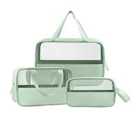 3 pezzi per sacca da toilette trasparente in PVC+PU BASSE DI VERATURA BASSO DELLA BASSO PORTATIVA COSMETICO CONSETTI CON MANUBLI COME COMUNI PER GLI UOMINO MENA CAMPIONE CAMPING BEAST VERDE, BASSO DE