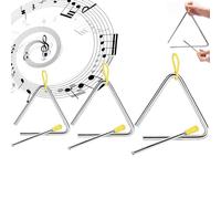 3 Pezzi Percussione Triangolo, Triangolo di Percussioni Strumenti, Triangolo Musicale, Strumenti a Triangolo Musicale, Triangolo in metallo con bacchetta, per la Prima Educazione Musicale