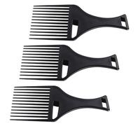 3 Pezzi Pettine Afro per Styling Chioma, Denti Larghi | PP Nero, Riduce L’effetto Crespo e Asciuga Rapidamente, per Lavoro e Make-up, Uomo e Donna