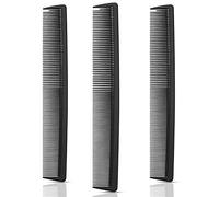 3 Pezzi Pettine di Carbonio per Capelli in Fibra e Pettine per Capelli Standard Pettini Resistenti al Calore Antistatici Pettini da Parrucchiere Neri per Uomo Donna Salone Domestico Acconciature