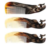 3 Pezzi Pettine Massaggiatore Capillare in Corno di Bue Manico | Forma Naturale, Uso Quotidiano a Casa, Design Bello e Pratico Colore Casuale