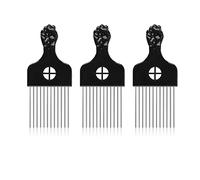 3 Pezzi Pettine per Capelli Africano - Metallo e Plastica, Afro Pick, Forchetta, Strumento per lo Styling