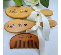 3 Pezzi, Pettini Per Spazzole Pe Capelli Pe Bambini Personalizzati, Spazzola Pe Capelli In Legno Con Nome Inciso, Regalo Pe Baby Shower, Regalo Pe La Nuova Mamma, Ricordo Del Neonato(Style A)