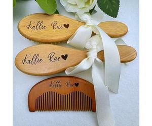 3 Pezzi, Pettini Per Spazzole Pe Capelli Pe Bambini Personalizzati, Spazzola Pe Capelli In Legno Con Nome Inciso, Regalo Pe Baby Shower, Regalo Pe La Nuova Mamma, Ricordo Del Neonato(Style A)