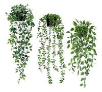 3 pezzi piante artificiali appese, pianta artificiale, piante appese con vasi, piante artificiali, piante di plastica pianta verde rampicante, pianta finta per balcone ufficio festa decorazione murale