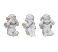 3 Pezzi Piccolo Angelo Ornamento Statuette cherubino per Decorazione Torta Bambina Piccola Scultura Non Sentire Il Male Decorazione per la casa Angelo figurina casa Resina Oggetti di Scena Bianco