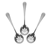 3 Pezzi Piccolo Cucchiaio Forato in Acciaio Inox | Argento, Drenaggio Facile dei Liquidi, Riutilizzabile e Semplice da Pulire, per Ristoranti e Tavoli Buffet