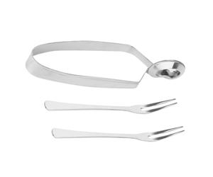 3 Pezzi Pinza per Lumache in Acciaio Inox, per Servizio | Argento, Uso Resistente al Calore, per Buffet ed Eventi, una Clip e Due Forchette