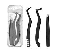 3 Pezzi Pinzette Ciglia Set, Applicatori per Ciglia Finte, Per Prelevare Ciglia Singole o Creare Mega Volume Fans