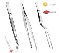 3 Pezzi Pinzette da Cucina, Punte Seghettate di Precisione Pinzette in Acciaio Inossidabile, Barbecue Pinzette da Cucina, Multifunzione, Adatte per Chef,Bistecche, Barbecue, Cucinare