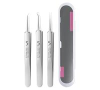 3 Pezzi Pinzette Professionali in Acciaio Inox, Pinzetta Punti Neri Scheggia a Punta Pinzette, Pinzette di Precisione Punti Neri Rimozione, Pinzetta Peli Incarniti Professionali per Acne Brufoli