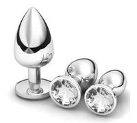 3 Pezzi Plug Anale Metallo,Giocattoli Anali Argento,Anal Butt Plug con diamante di cristallo, Anal Sesso Giocattoli,Per Uomo, Donna,Principiante (Bianco)