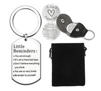 3 Pezzi Portachiavi Little Reminders Kit, 1 Ciondolo con 1 Gettone Pocket Hug e 1 Sacchetto Regalo Coulisse, Regalo Portachiavi per Fidanzato Fidanzata Moglie Marito Valentino