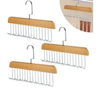 3 Pezzi Portacravatte da Armadio 28cm, Portacinture In Legno con 8 Ganci, Ruotabile a 360°Supporto per Cintura per Armadio, Gruccia Portacinture per Cravatte, Cinture, Biancheria Intima