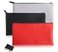 3 Pezzi Portamonete, A5 Busta Porta Soldi in Pelle PU Borsa per Banconote Cartelle con Cerniera, Portadocumenti con Cerniera Borsa da Banca per Fatture (28 x 15,5 cm)