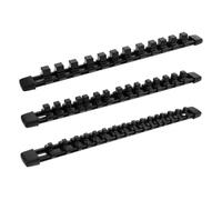 3 Pezzi Portaprese per Cassette Attrezzi, Guida Nera 35x3x2cm, 43 | Supporti in PP, Slot Sicuri per 1/4 3/8 1/2, Accesso Rapido, Officina e Manutenzione Auto