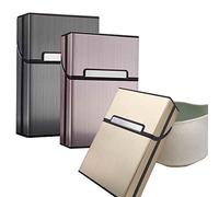 3 Pezzi Portasigarette, Scatola di tabacco Alluminio Coperchio Magnetico Pacchetto Sigarette per Uomo Donna Sigarette da 20 Pcs(grigio, rosa, oro)