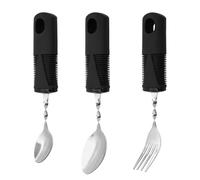 3 Pezzi Posate Per Disabili Forchetta, Cucchiaio, Cucchiaino Posate Per Anziani Acciaio Inossidabile Manico In Gomma-Plastica Cucchiaio Forchetta Morbo Di Parkinson Flessibile