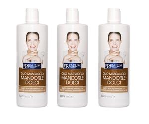 3 pezzi PREMIUM Textile XANITALIA OLIO MASSAGGIO Mandorle Dolci 500 ml Massaggi