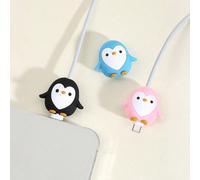 3 pezzi Protezione anti-intrusione per cavi dati, testina protettiva per cable in silicone a forma di penguina, compatibile con la protezione antiinfrescamento del cavo Apple, organizzatore per cordon