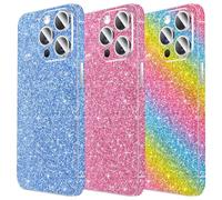 3 Pezzi Protezione per la Pelle Glitterata per iPhone, LucBuy Adesivo per Bordi a Copertura Totale Lucida, Protezione Posteriore di Precisione, Decorazioni di Lusso per Telefono per iPhone 12