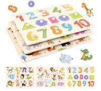 3 pezzi Puzzle di Animali con Maniglie, Forme Geometrico Puzzle, Montessori Giochi Bambino Educativi, Giocattoli Puzzle Legno Bambini, Regalo per Bambini di Legno