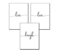 3 pezzi Quadri da parete per soggiorno come frasi divertenti, quadri motivazionali per l'ufficio o la cucina, quadri con scritta come poster per la camera da letto senza cornice (Life-Laugh-Love)