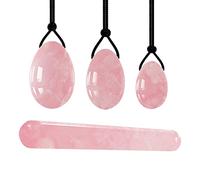 3 Pezzi Quarzo Rosa Yoni Egg Set Uova di Giada Donne Kegel Ginnico Massaggiatore di Giada Muscoli Serraggio Sfera di Cristallo Uova di Kegel, Set di Uova Rosa decorazione della stanza