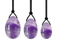 3 Pezzi Quarzo Rosa Yoni Egg Set Uova di Giada Donne Kegel Ginnico Massaggiatore di Giada Muscoli Serraggio Palla Cristallo Uova di Kegel, 3 Uova di Ametista decorazione della stanza
