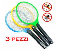3 PEZZI RACCHETTA RICARICABILE FULMINA ZANZARE ANTIZANZARE E MOSCHE INSETTI LED