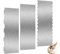 3 Pezzi Raschietti Torta Acciaio Inossidabile 22 x 8 cm, Spatola Dolci Liscia Faccia Doppia, Raschietto Pasticceria Metallo, Pettine Decorativo Bordi Torte per Decorare Glassare, Crema Burro, Mousse